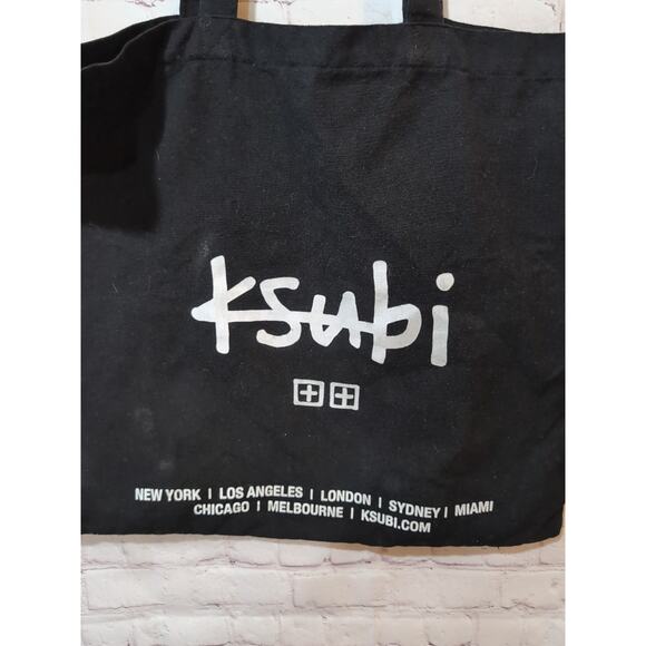 KSUBI Large Black TOTE BAG Trendy 100% Recycled Material 18” X 19.5” Minimal Use - Picture 3 of 10